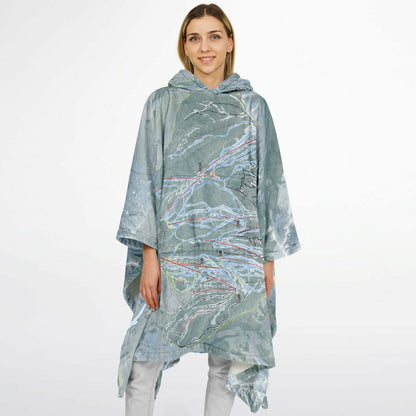 Aspen Snowmass, Colorado Ski Resort Map Flannel Blanket Poncho