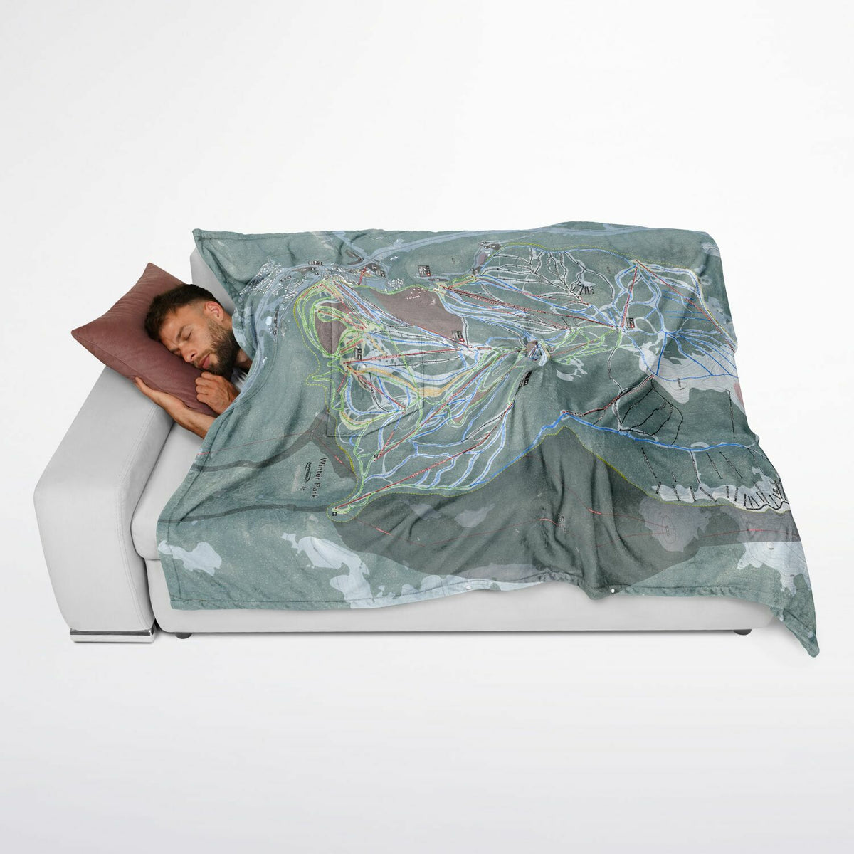 Winter Park, Colorado Ski Resort Map Flannel Blanket Poncho