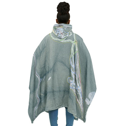 Lookout Pass, Idaho Ski Resort Map Flannel Blanket Poncho
