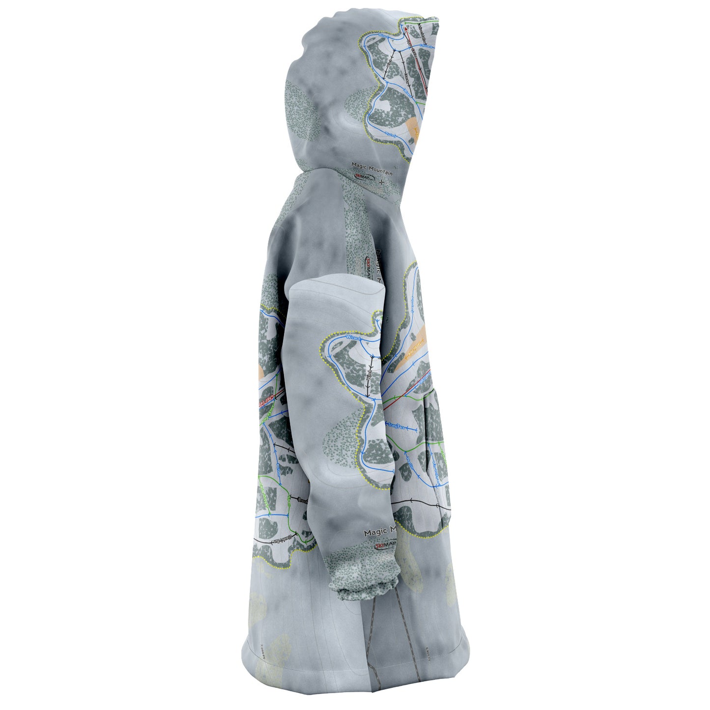 Magic Mountain, Idaho Ski Trail Map Snug Hoodie - Powderaddicts