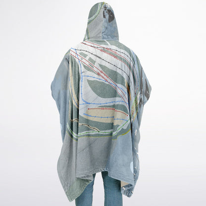 Ski Brule, Michigan Ski Resort Map Flannel Blanket Poncho