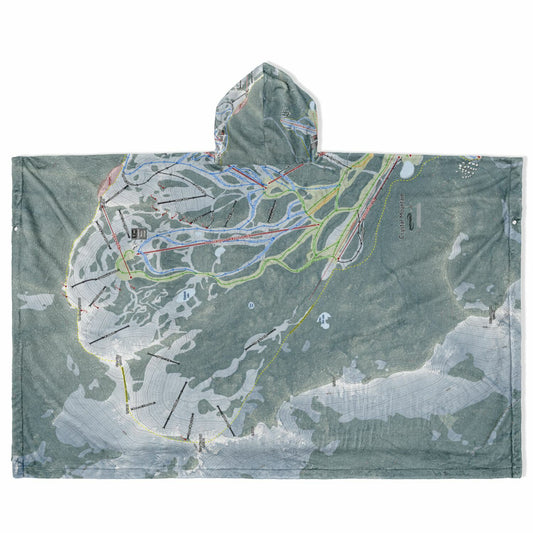 Crystal Mountain, Washington Ski Resort Map Flannel Blanket Poncho