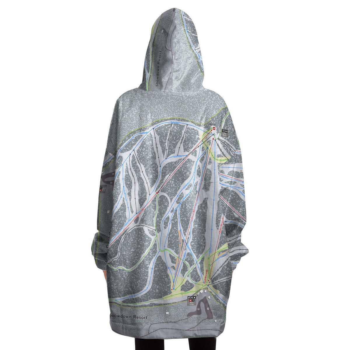 Showdown, Montana Ski Trail Map - Snug Hoodie - Powderaddicts