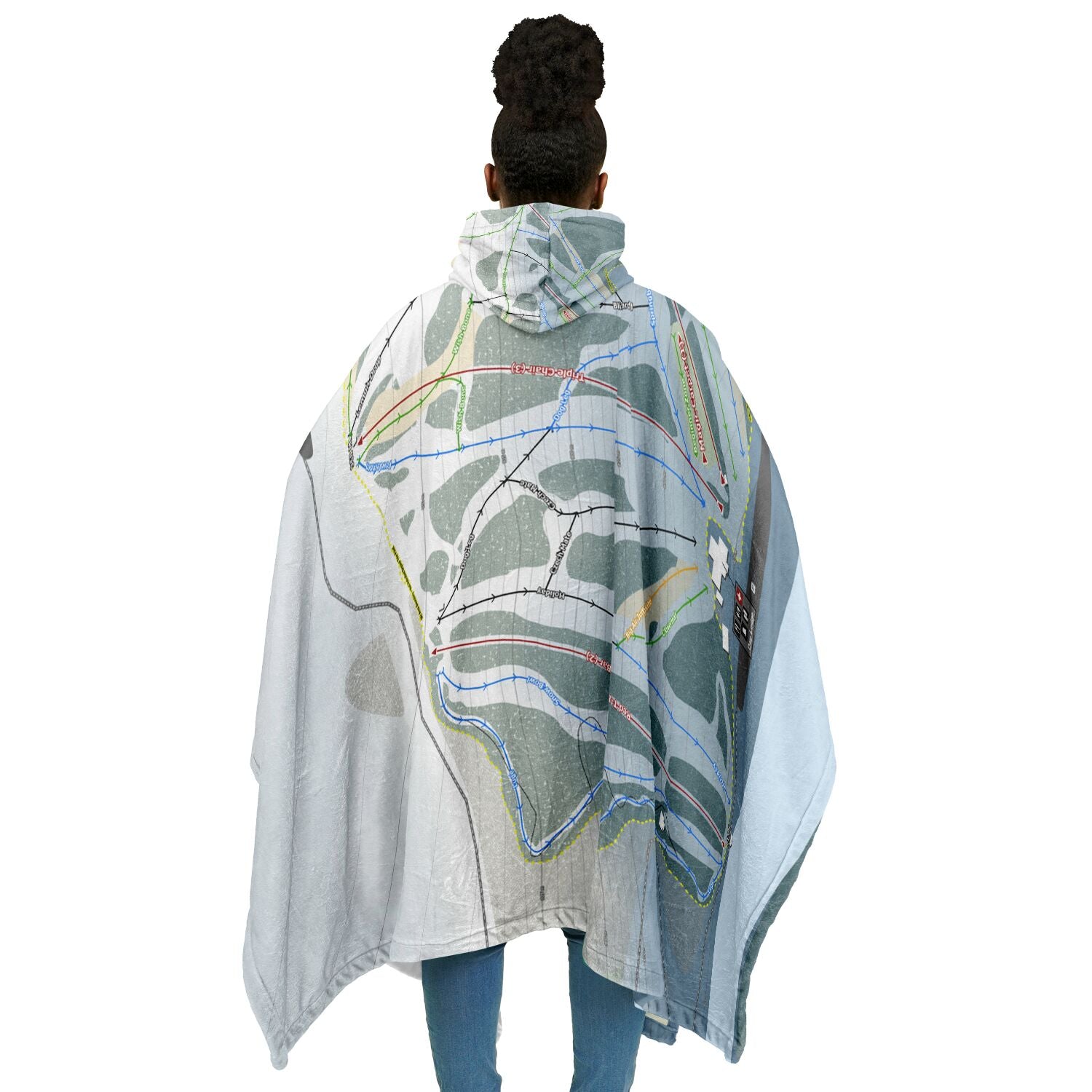 Canyon, Alberta Ski Resort Map Flannel Blanket Poncho