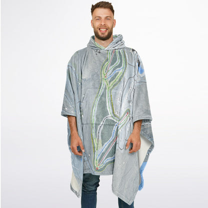 Wisp, Maryland Ski Resort Map Flannel Blanket Poncho