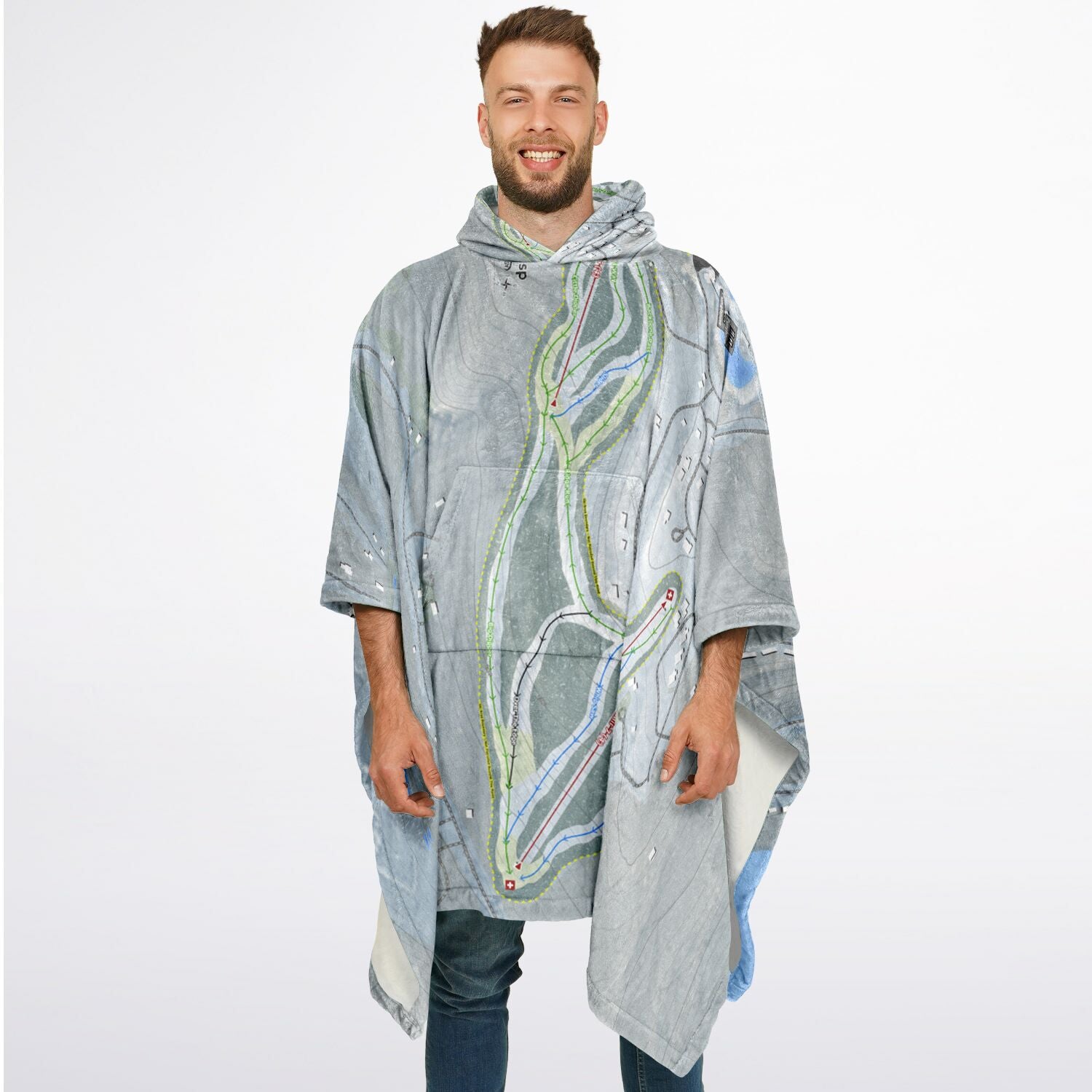 Wisp, Maryland Ski Resort Map Flannel Blanket Poncho