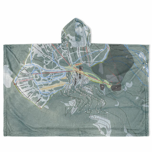 Schweitzer, Idaho Ski Resort Map Flannel Blanket Poncho