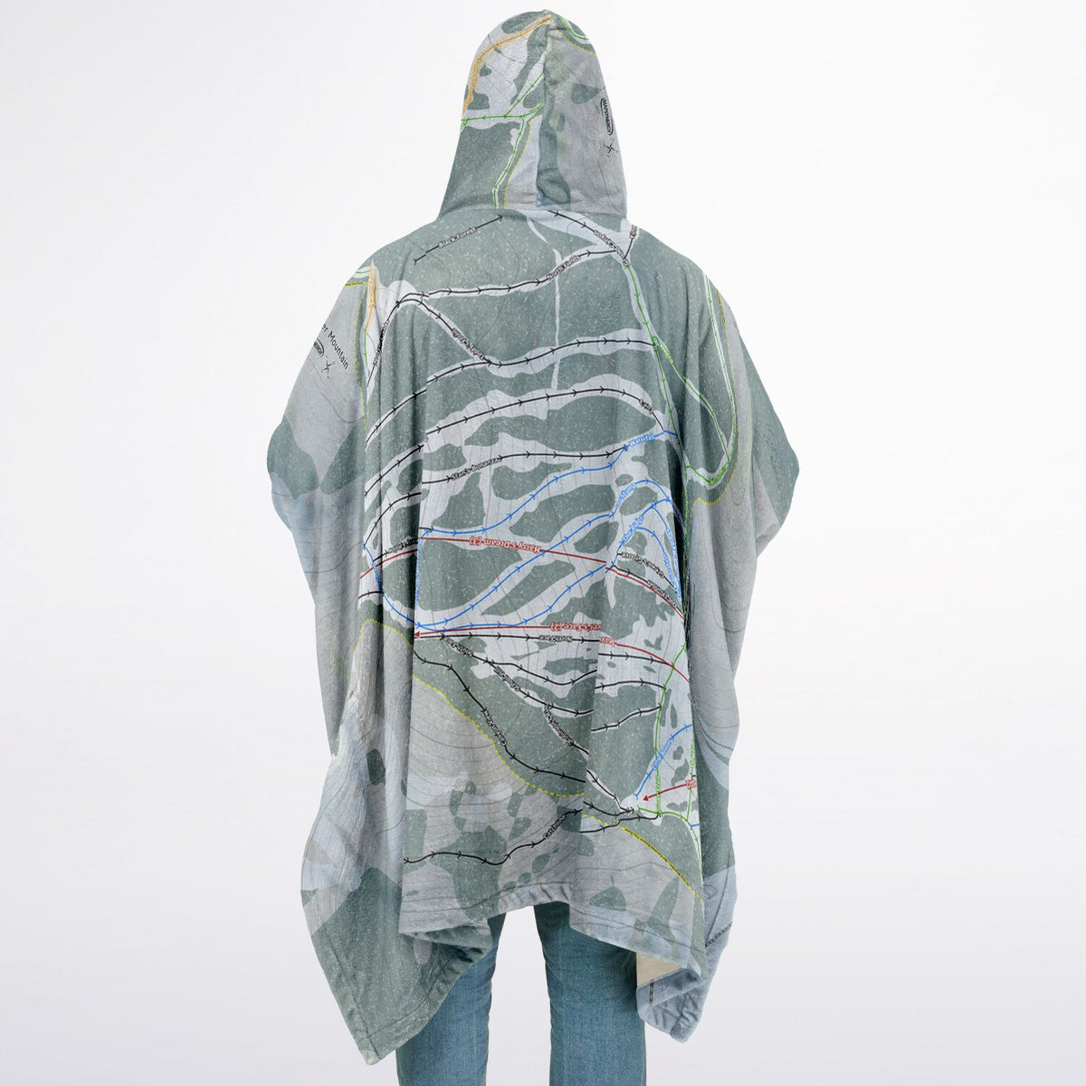 Beaver Mountain, Utah Ski Resort Map Flannel Blanket Poncho