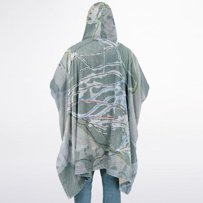 Beaver Mountain, Utah Ski Resort Map Flannel Blanket Poncho
