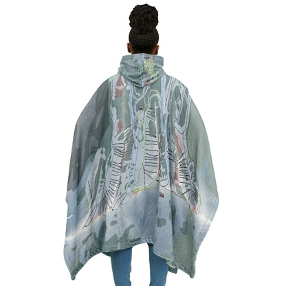 Kicking Horse, British Columbia Ski Resort Map Flannel Blanket Poncho