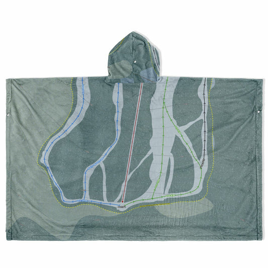 Salmo, British Columbia Ski Resort Map Flannel Blanket Poncho