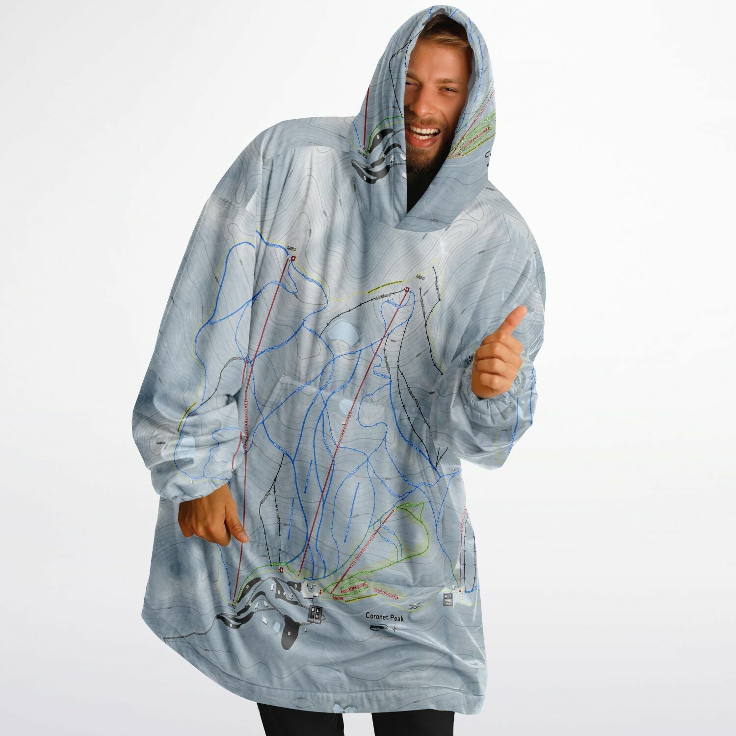 Coronet Peak, New Zealand Ski Trail Map - Snug Hoodie