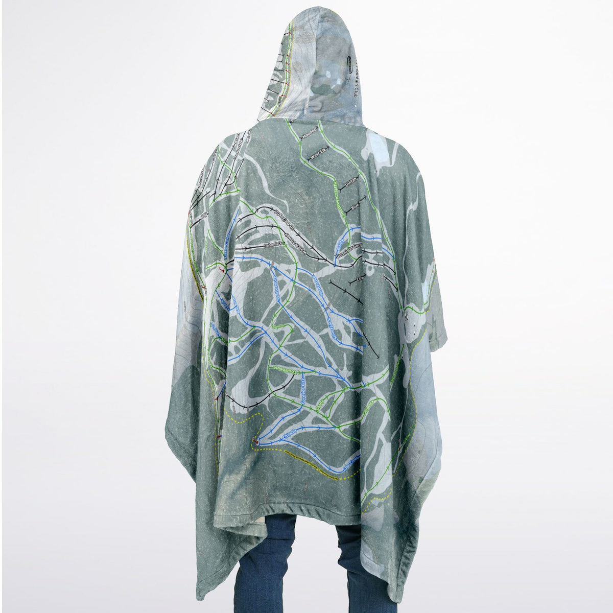 Cimarron Mountain Club, Colorado Ski Resort Map Flannel Blanket Poncho