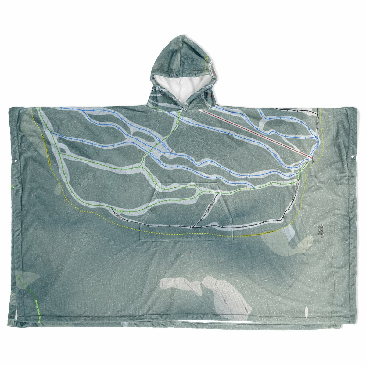 Murray Ridge, British Columbia Ski Resort Map Flannel Blanket Poncho