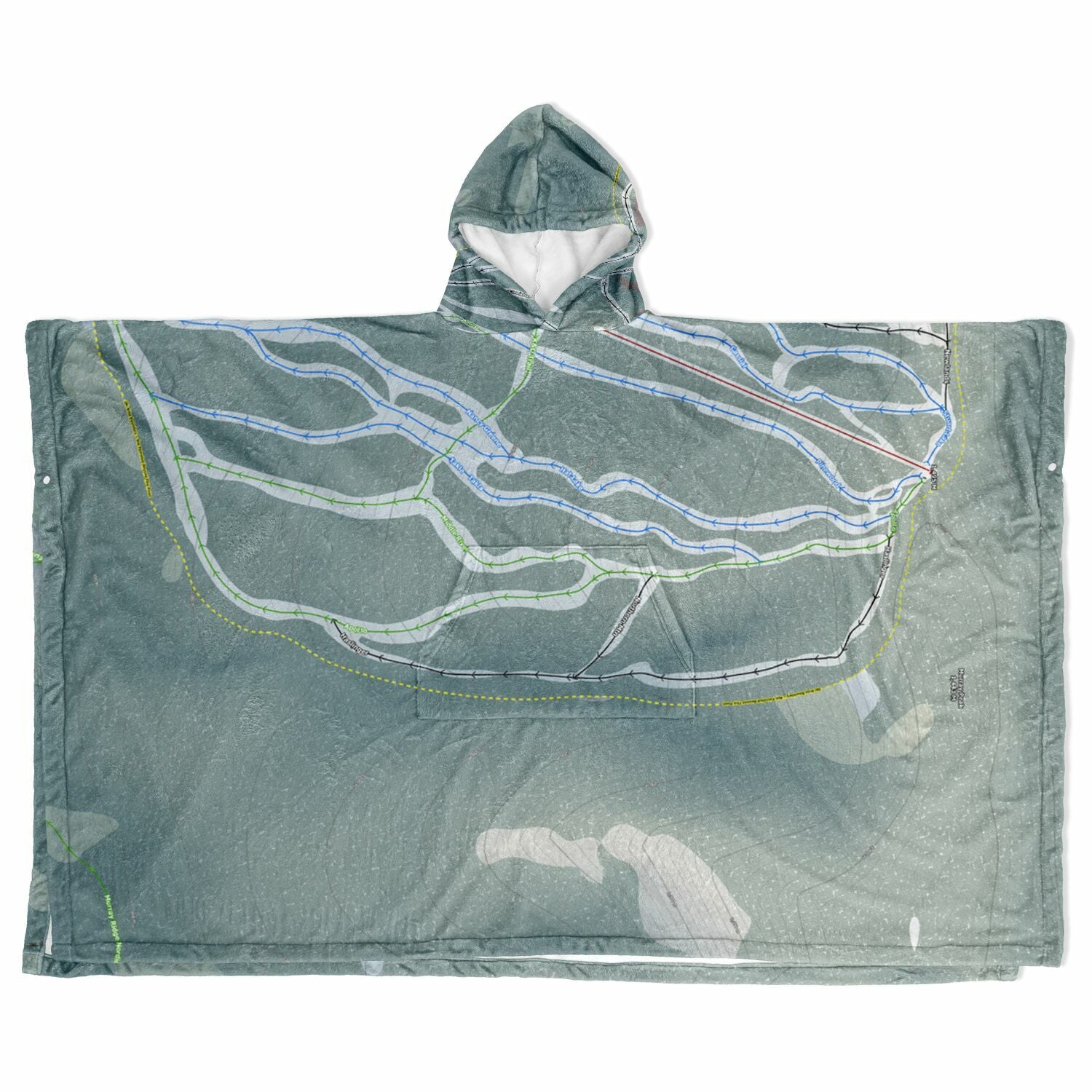 Murray Ridge, British Columbia Ski Resort Map Flannel Blanket Poncho