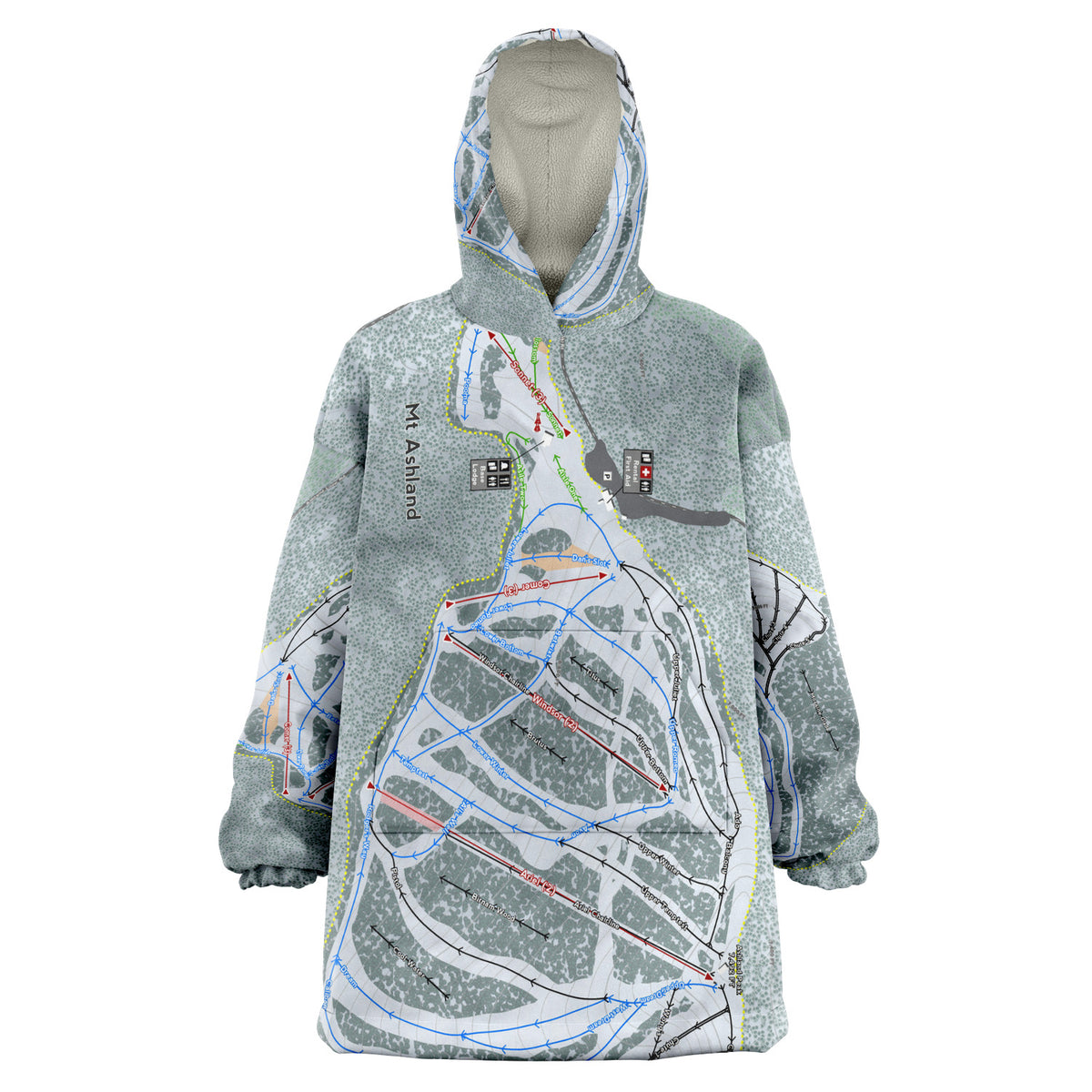 Mt. Ashland, Oregon Ski Trail Map - Snug Hoodie