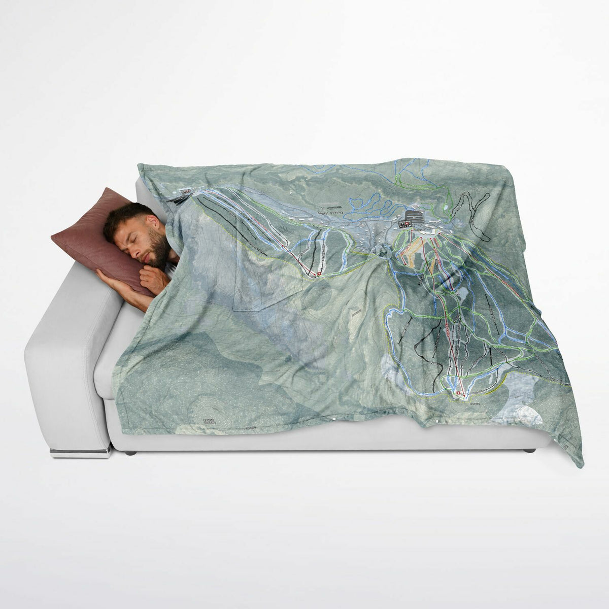 Bolton Valley, Vermont Ski Resort Map Flannel Blanket Poncho