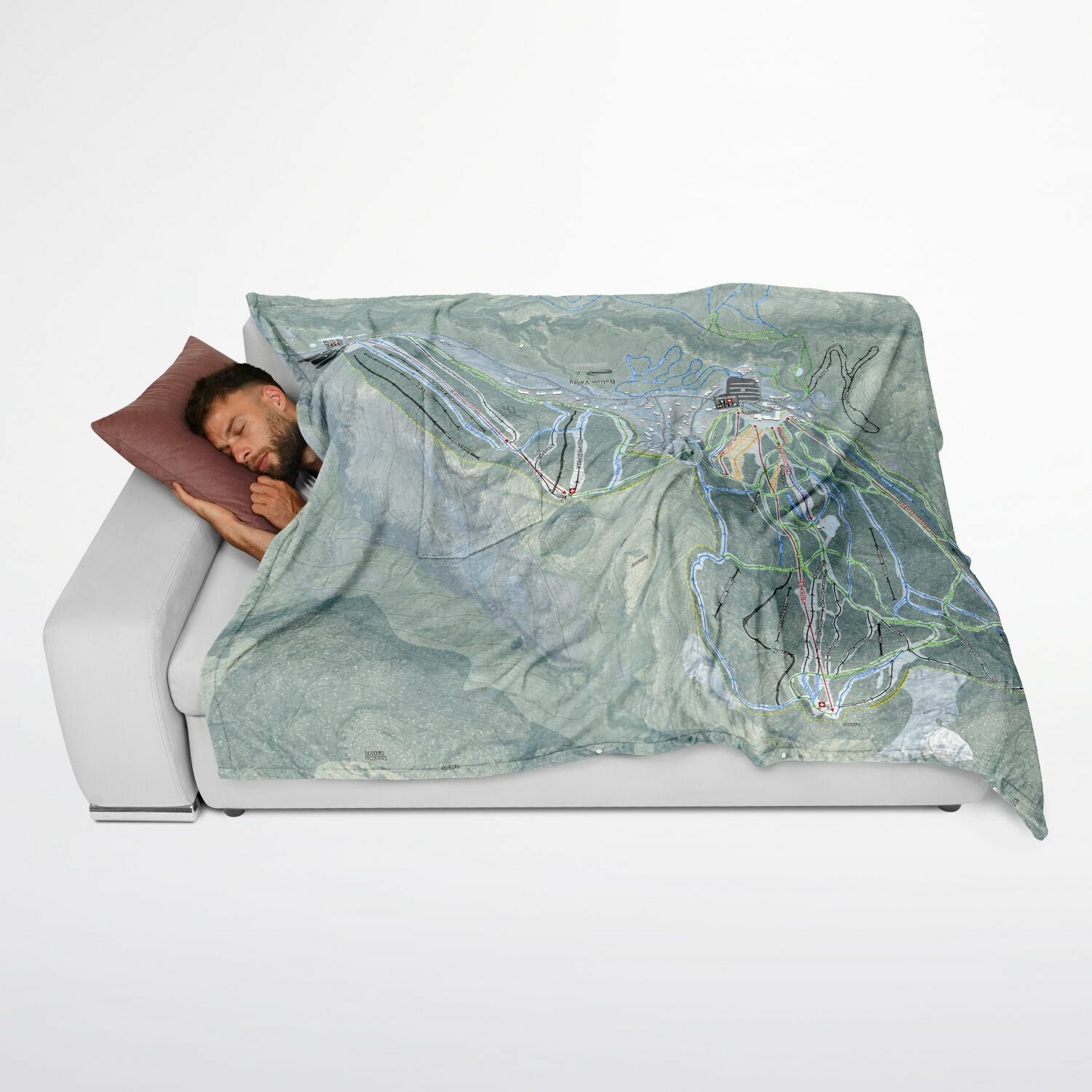 Bolton Valley, Vermont Ski Resort Map Flannel Blanket Poncho