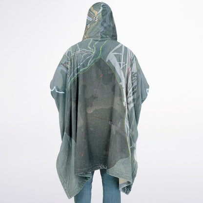 Troll Resort, British Columbia Ski Resort Map Flannel Blanket Poncho