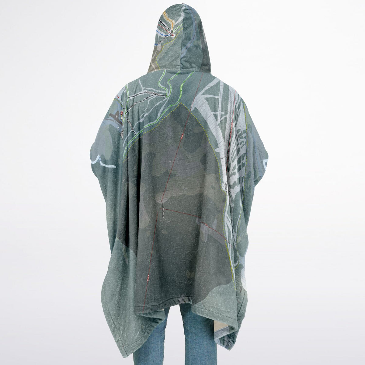Troll Resort, British Columbia Ski Resort Map Flannel Blanket Poncho