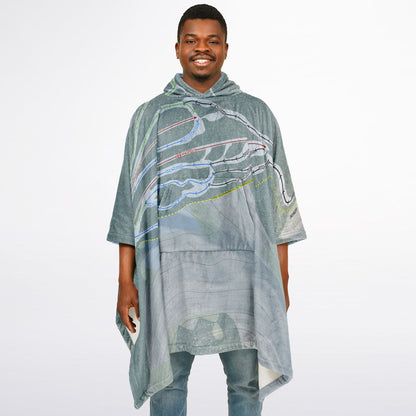 Hickory Ski Center, New York Ski Resort Map Flannel Blanket Poncho