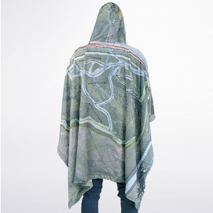 Berkshire East, Massachusetts Ski Resort Map Flannel Blanket Poncho