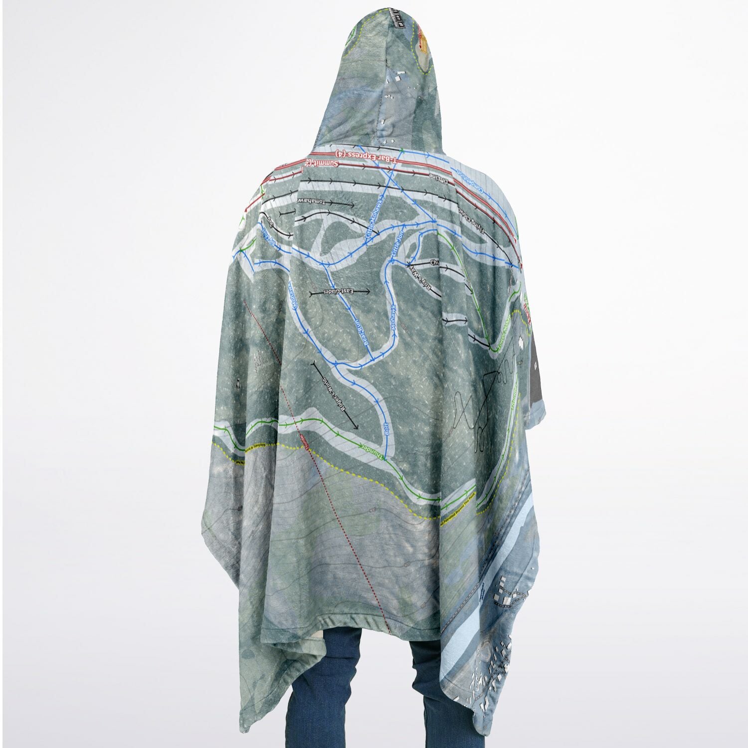 Berkshire East, Massachusetts Ski Resort Map Flannel Blanket Poncho