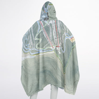 Elk Mountain, Pennsylvania Ski Resort Map Flannel Blanket Poncho