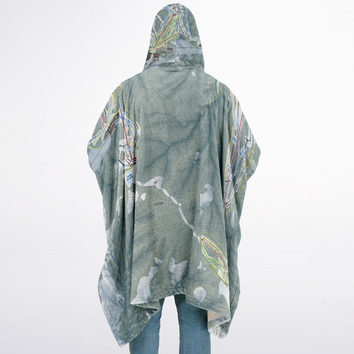 Mountain High, California Ski Resort Map Flannel Blanket Poncho