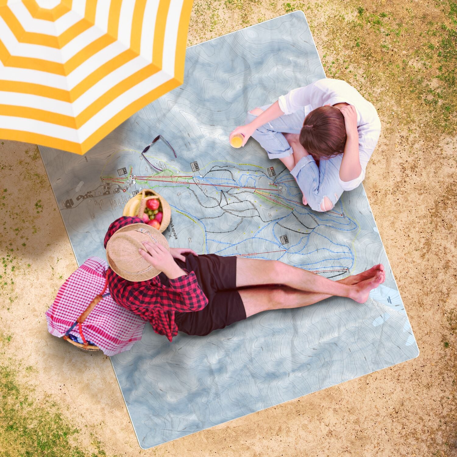 Whakapapa, New Zealand Ski Resort Map Printed Beach Towel