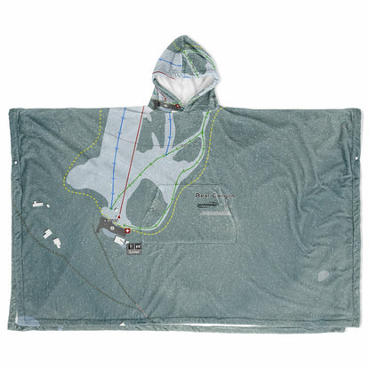 Bear Canyon, Montana Ski Resort Map Flannel Blanket Poncho