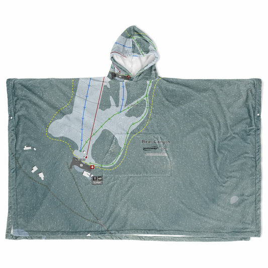 Bear Canyon, Montana Ski Resort Map Flannel Blanket Poncho