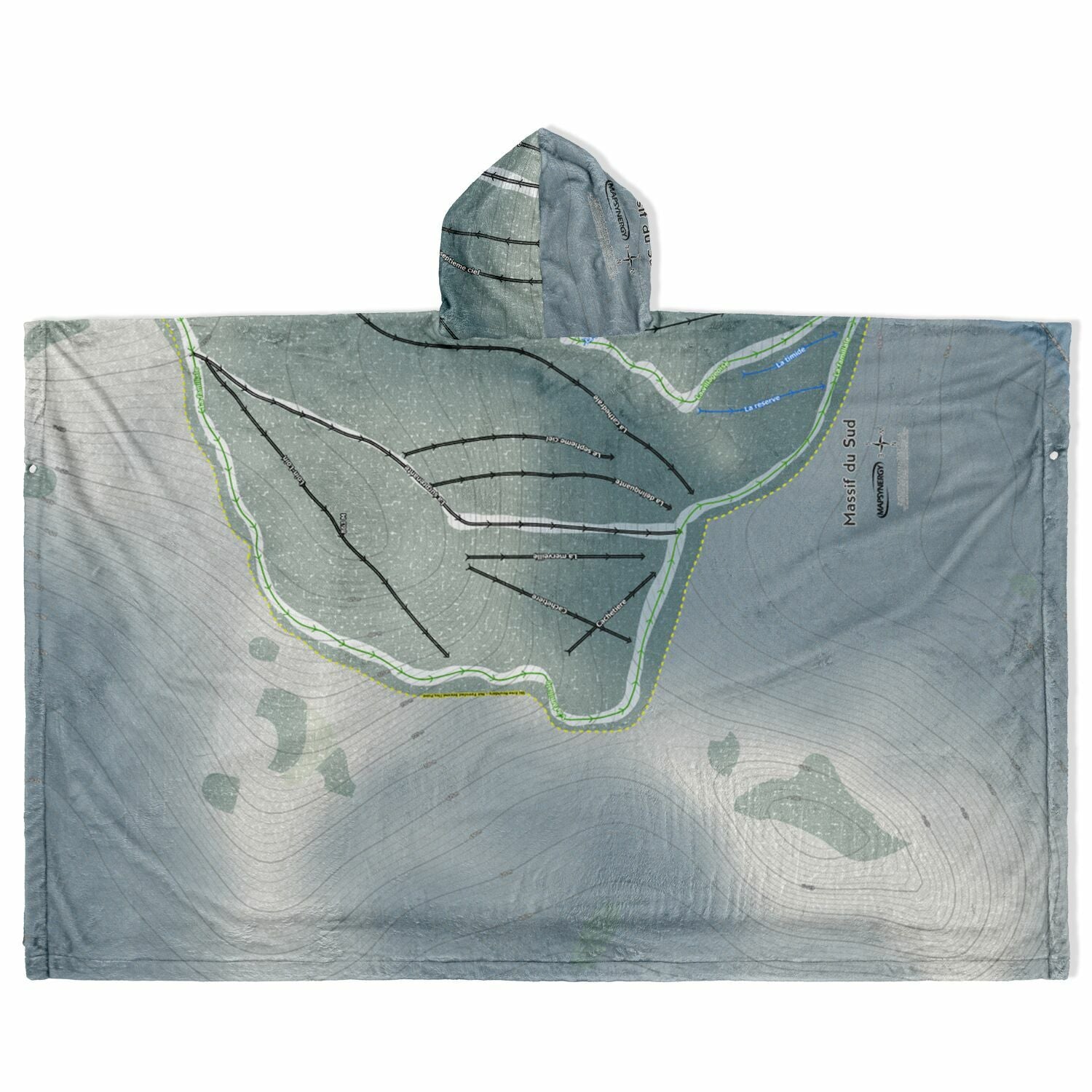 Massif Du Sud, Quebec Ski Resort Map Flannel Blanket Poncho