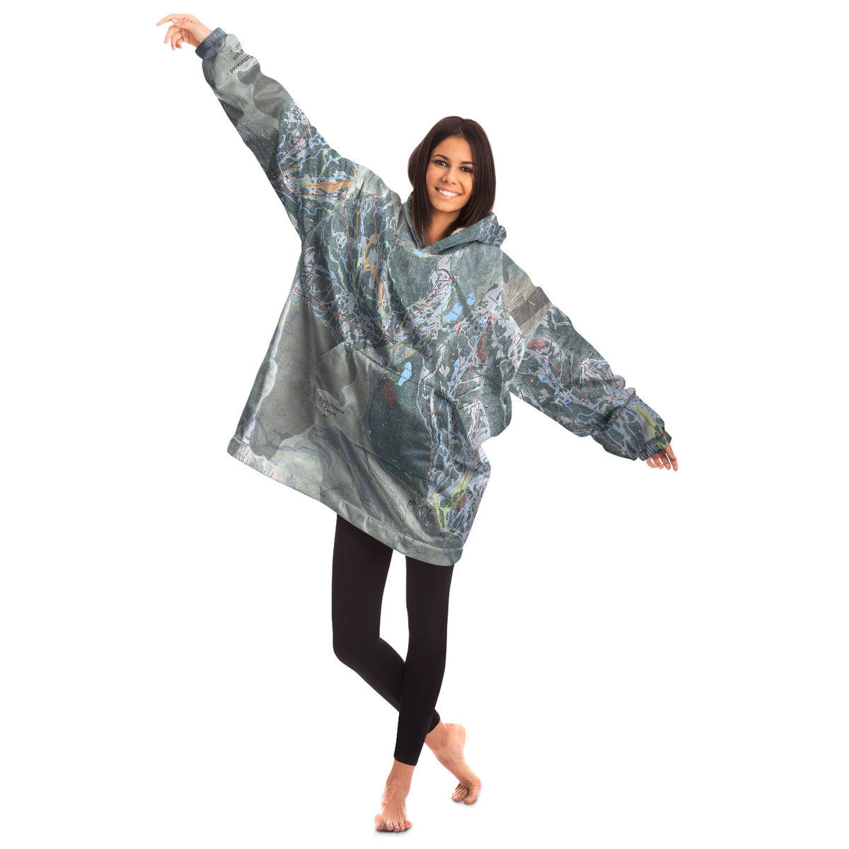 Big Cottonwood Canyon, Utah Ski Trail Map - Snug Hoodie