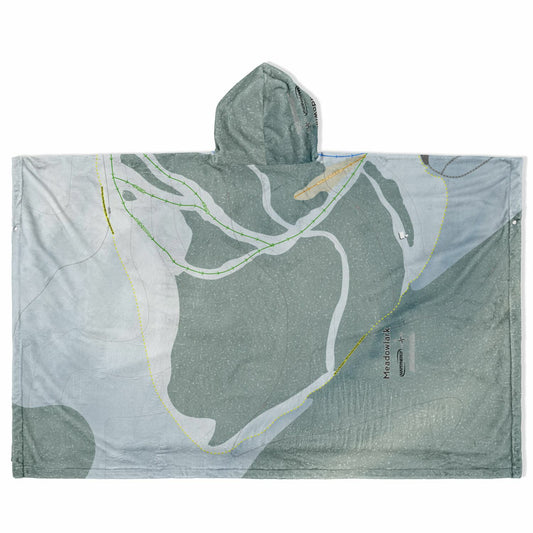 Meadowlark, Wyoming Ski Resort Map Flannel Blanket Poncho
