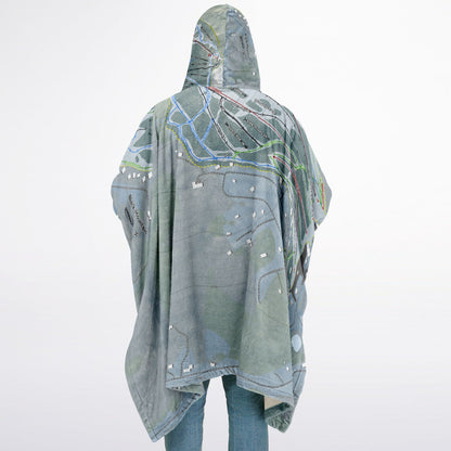 Black Mountain, New Hampshire Ski Resort Map Flannel Blanket Poncho