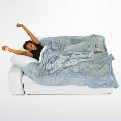 Cochrans, Vermont Ski Resort Map Flannel Blanket Poncho