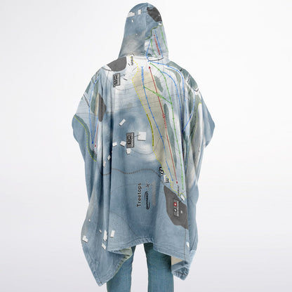 Treetops, Michigan Ski Resort Map Flannel Blanket Poncho