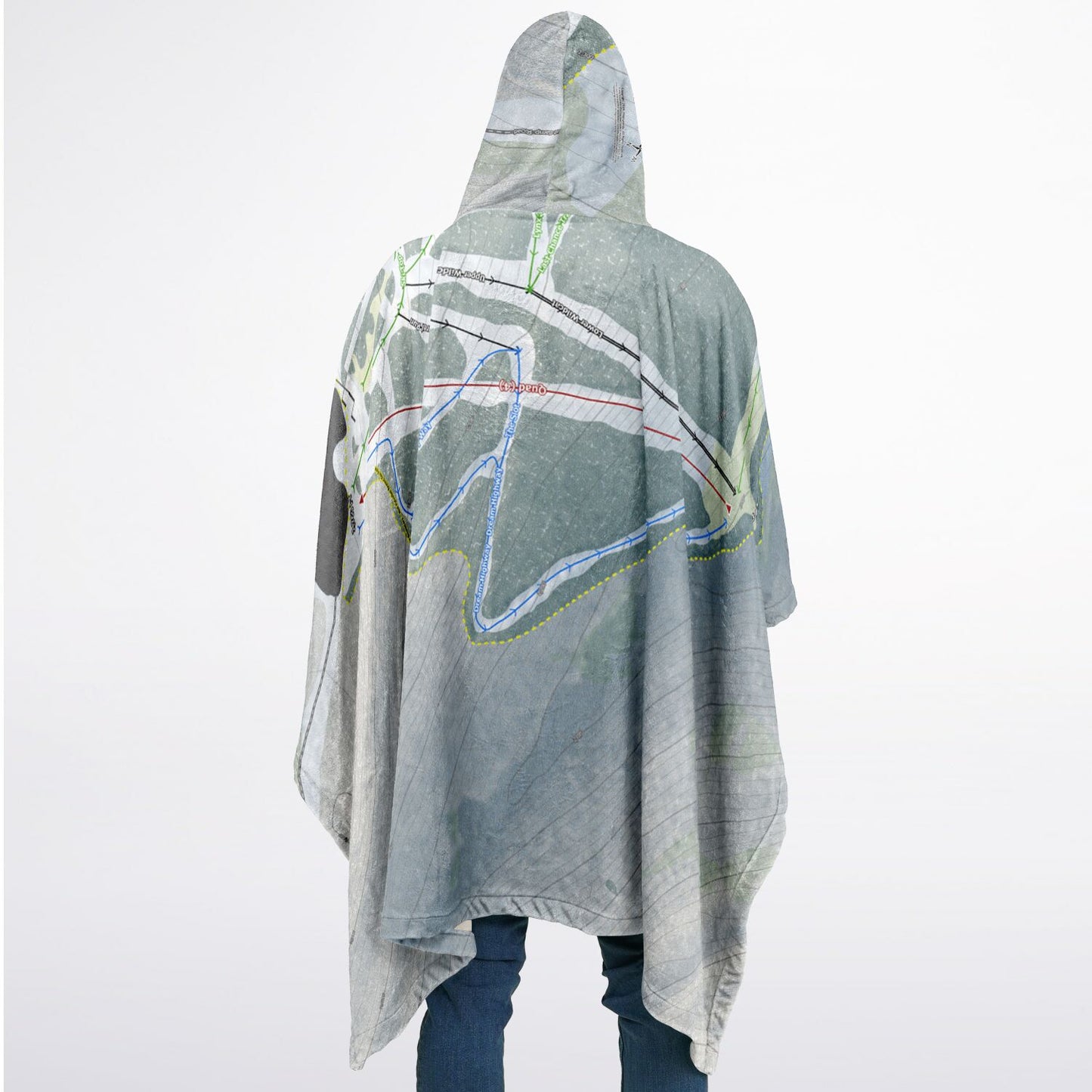 Laurel Mountain, Pennsylvania Ski Resort Map Flannel Blanket Poncho