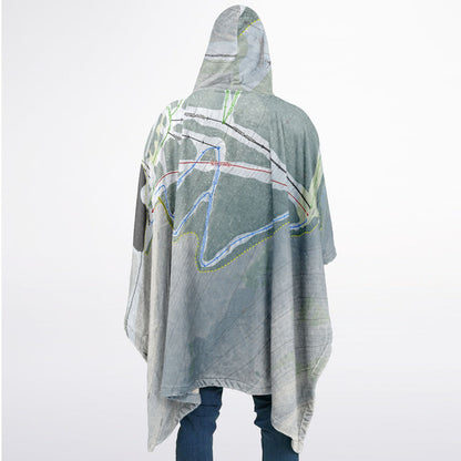 Laurel Mountain, Pennsylvania Ski Resort Map Flannel Blanket Poncho