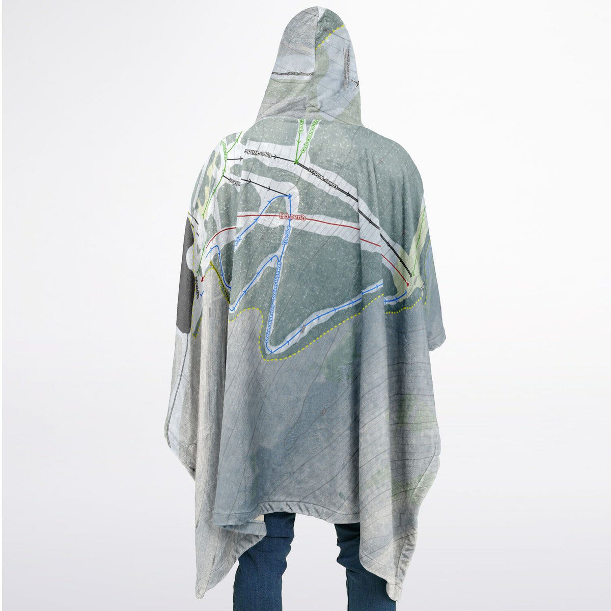 Laurel Mountain, Pennsylvania Ski Resort Map Flannel Blanket Poncho