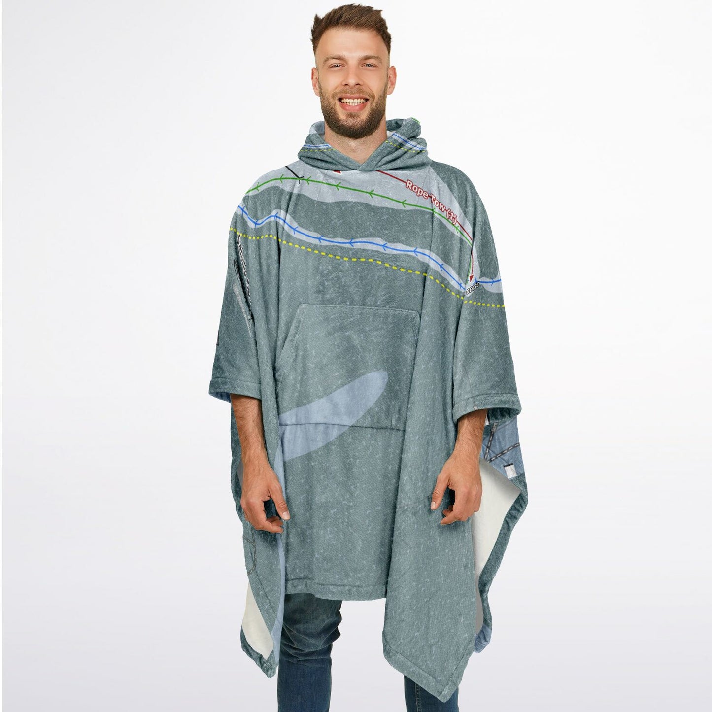 Sahalie Ski Club, Washington Ski Resort Map Flannel Blanket Poncho