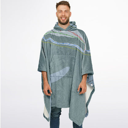 Sahalie Ski Club, Washington Ski Resort Map Flannel Blanket Poncho