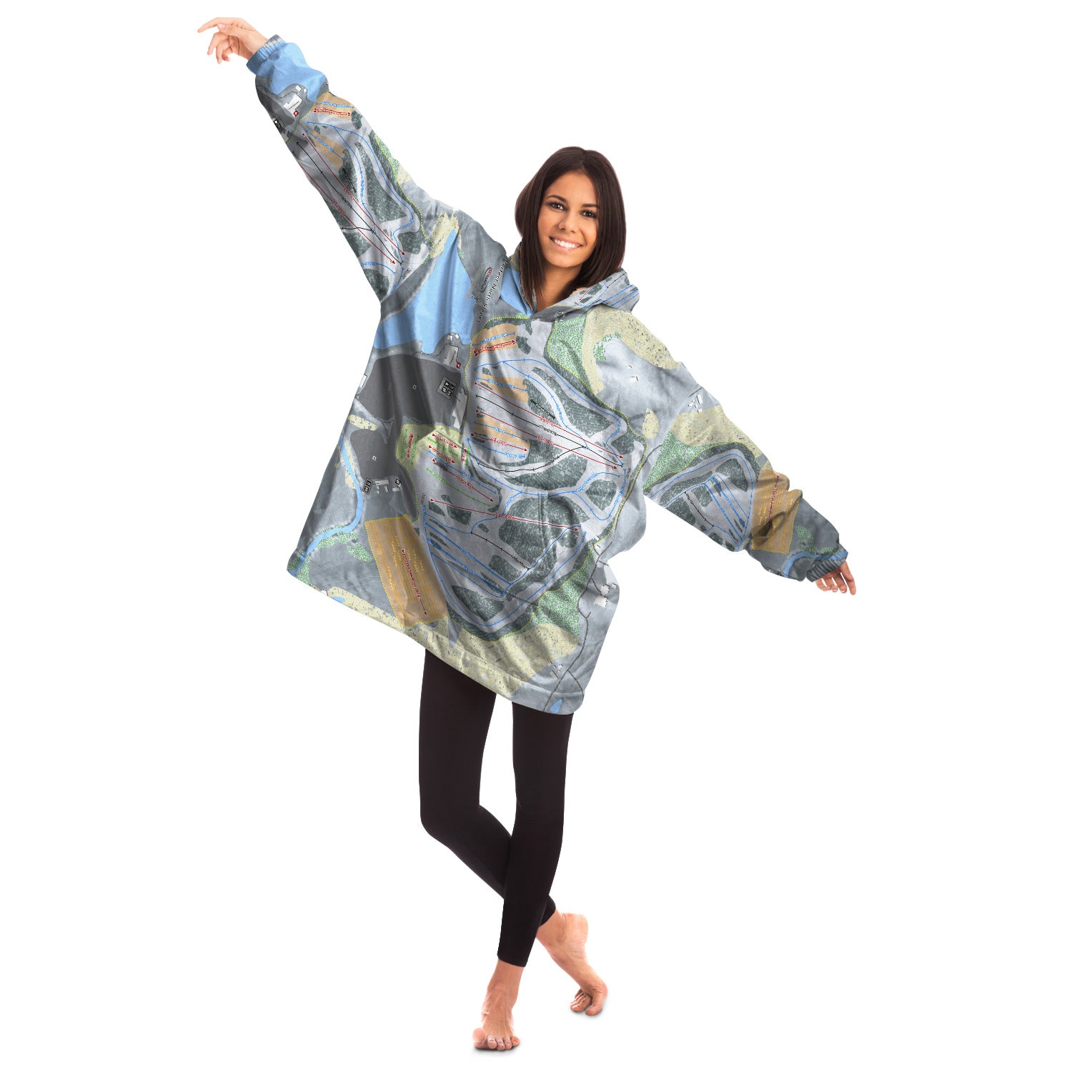 Perfect North Slopes, Indiana Ski Trail Map - Snug Hoodie