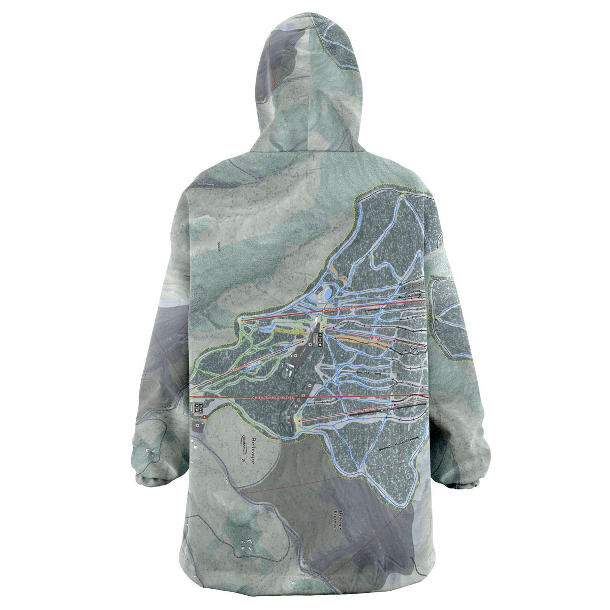 Belleayre, New York Ski Trail Map - Snug Hoodie