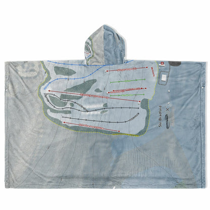 Ski Bradford, Massachusetts Ski Resort Map Flannel Blanket Poncho