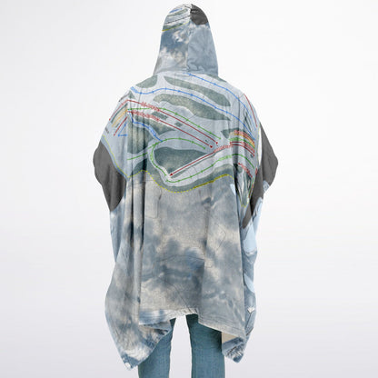 Bittersweet, Michigan Ski Resort Map Flannel Blanket Poncho