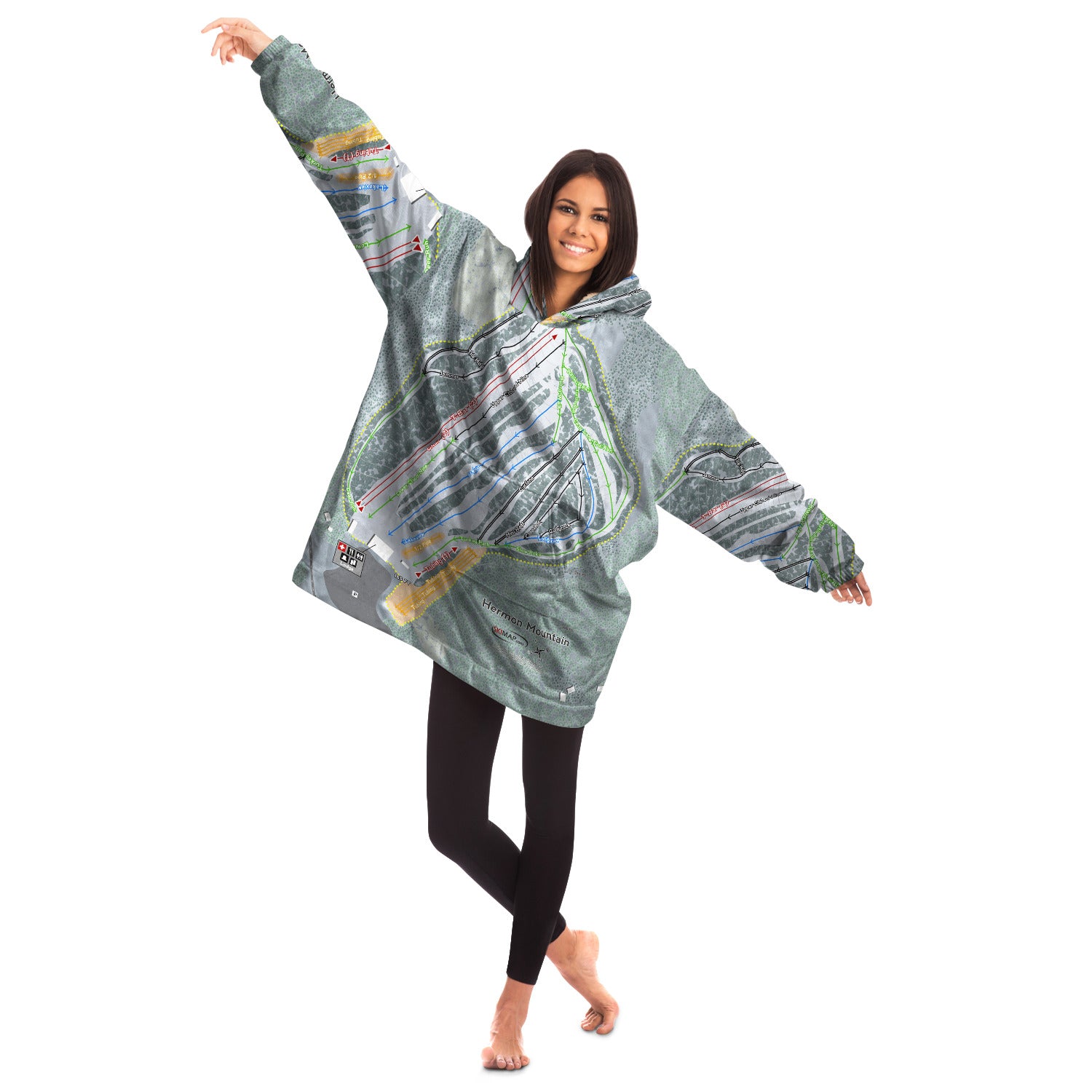 Hermon Mountain, Maine Ski Trail Map - Snug Hoodie - Powderaddicts