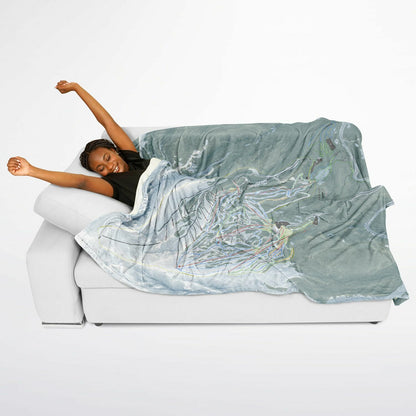 Mt Hood Meadows, Oregon Ski Resort Map Flannel Blanket Poncho
