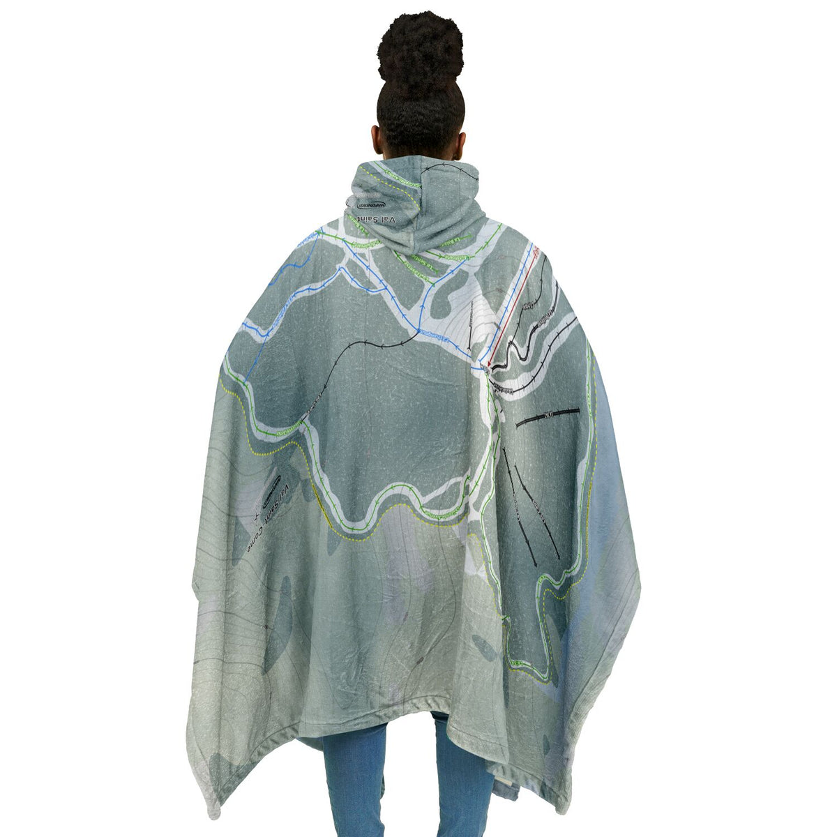 Val Saint-Come, Quebec Ski Resort Map Flannel Blanket Poncho